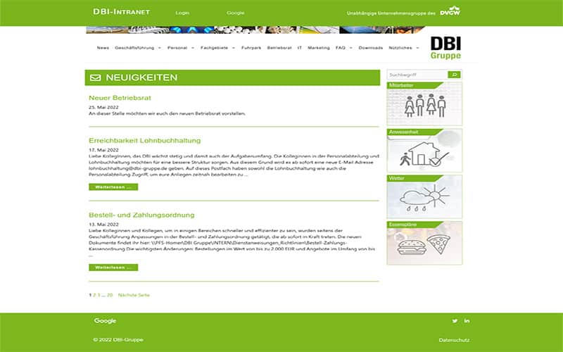 JoeWP WordPress Agentur - Referenz Website DBI Gruppe