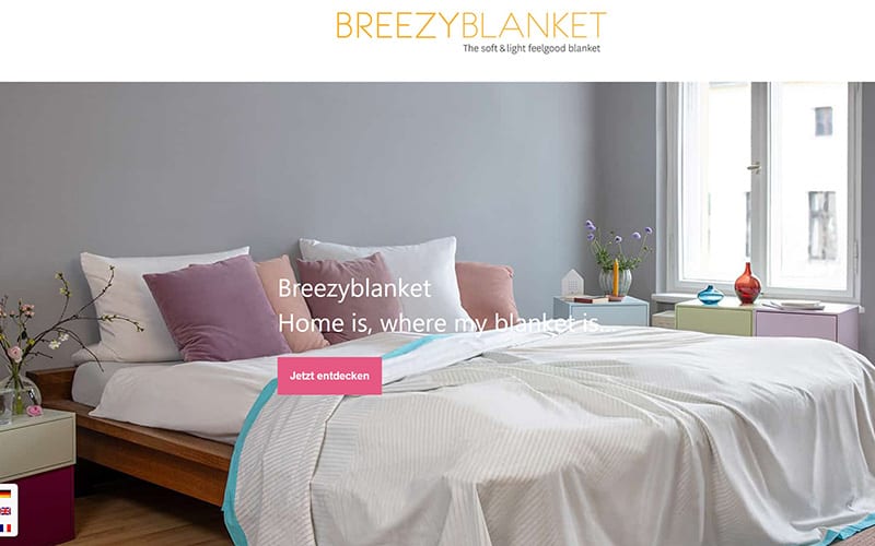 JoeWP WordPress Agentur - Referenz Website Breezyblanket